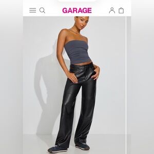 Garage Navy Faux Leather Pants